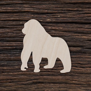 Wooden Gorilla for Crafts and Decorations - Gorilla Shape - Gorilla Magnet - Gorilla Necklace