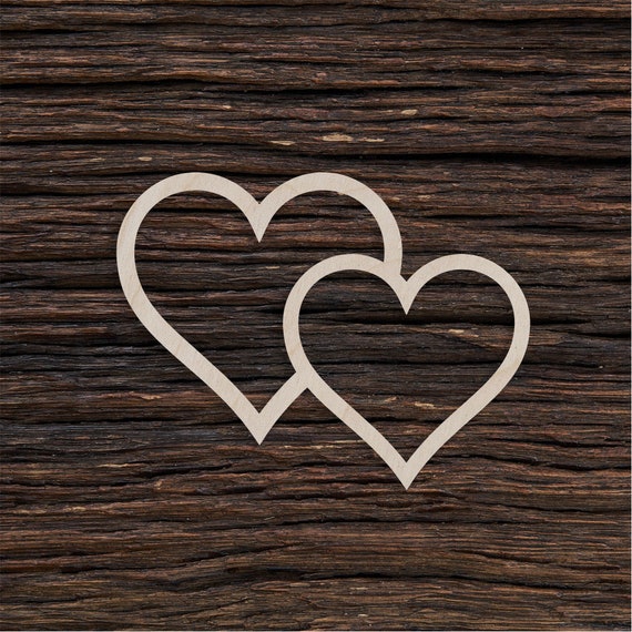 Two Wooden Hearts Cut Out Shape for Crafts and Decoration - Laser