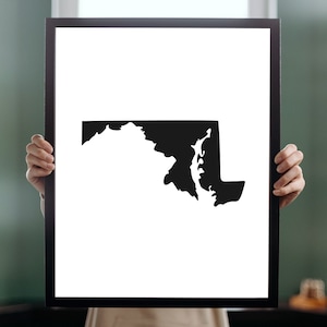 Adesivo de vinil do estado de Maryland - Alta qualidade - Mapa de Maryland - Impressão de Maryland - Arte do estado de Maryland - Adesivos para laptop