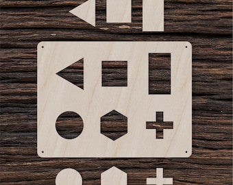 Forma de tablero ocupado de madera para manualidades y decoración - Formas geométricas - Corte láser - Tablero ocupado Montessori - Tablero ocupado para niños pequeños
