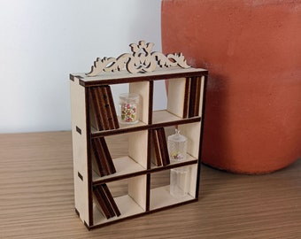 Wooden Miniature Bookshelf For Nook For Crafts And Decorations - 1:12 scale - Nook Bookshelf - Miniature Bookshelf - Dollhouse furniture