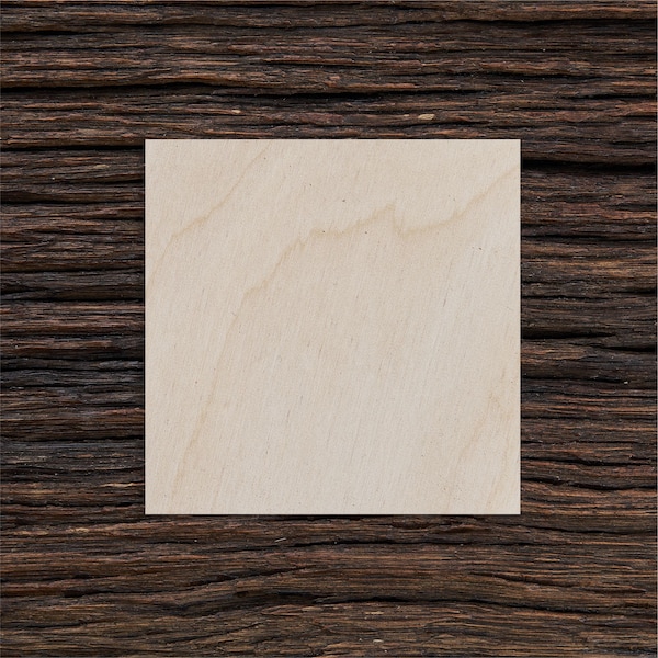 Quadratische Form aus Holz für Handwerk und Dekoration - Laser-Schnitt - Mehrere Größen - Unvollendeter Holzausschnitt - DIY-Handwerk - Quadratische Gastgeschenke