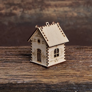 Personalized Wooden Miniature House with custom text for Crafts and Decoration - Laser Cut - Miniature House - Doll House - Christmas House