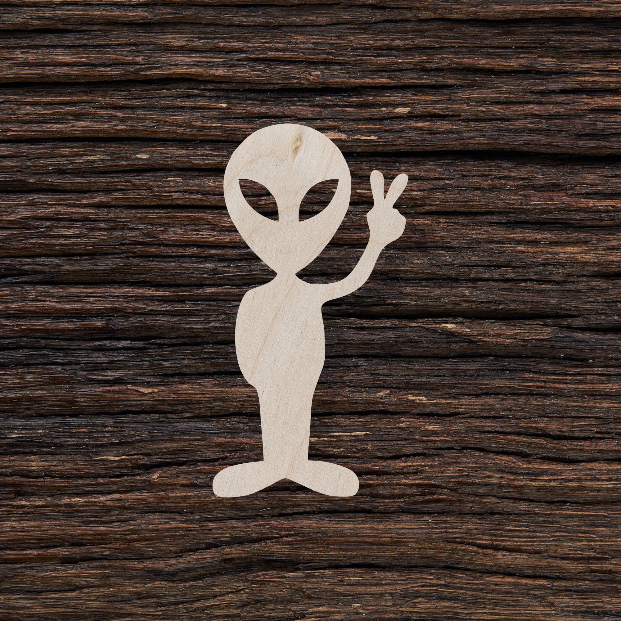 Wooden Alien for Crafts and Decorations - Alien Charm - Alien Figurine ...