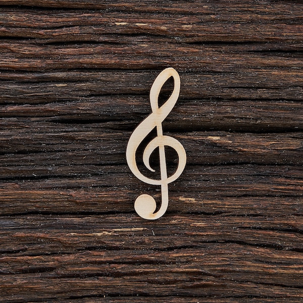 Clef de Sol en Bois pour l’Artisanat - Découpe Laser - Clef Aiguë Charme - Boucles d’oreilles Treble Clef - Notes de musique