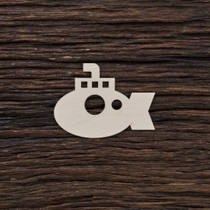 Wooden Submarine Ship Shape For Crafts And Decoration - Laser Cut - Sub - Submarine Gift - Marine - Submarine Silhouette