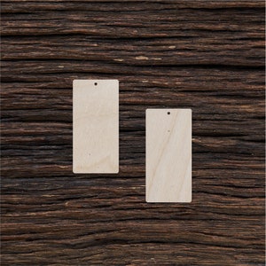 Vuoti in legno, Forma rettangolare in legno, Vuoti per orecchini in legno - Set di 2 articoli - Taglie multiple - Vuoti per gioielli