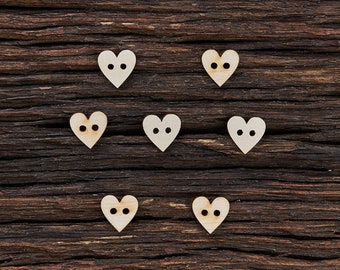 Wooden Heart Shaped Buttons for Crafts - Laser Cut - Wooden Buttons, Knitting Buttons, Sewing Buttons, Craft Buttons