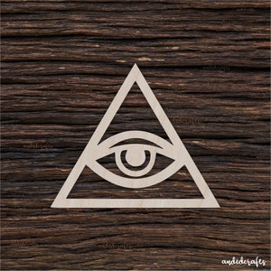 Forme d'oeil aveugle en bois pour travaux manuels et décoration - Découpe laser - Triangle en forme d'oeil - Eyeil de la Providence - Troisième oeil - oeuvre d'art qui voit tous