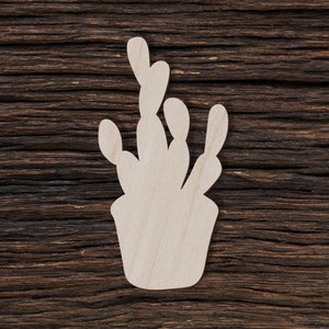 Wooden Cactus for Crafts and Decorations - Cactus Gifts - Cactus Wall Art - Blank Craft Shape - Wooden Cutout Blanks