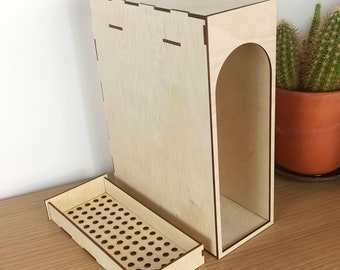 Rincón de libros alto de madera con cajón secreto para manualidades - Tamaño carta - Kit de rincón de libros - Inserto de estante - Rincón de libros DIY - Sin ensamblar