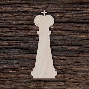 Wooden Chess Piece King for Crafts and Decorations - Chess Piece Charm - Diy Chess Piece - Magnetic Chess - Blank Craft Shape