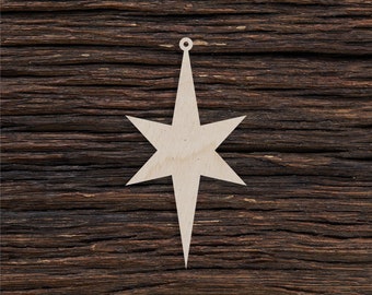 Forma de estrella de Navidad de madera para manualidades y decoración - Corte láser - Decoración de Navidad - Adorno de Navidad - Adorno de estrella