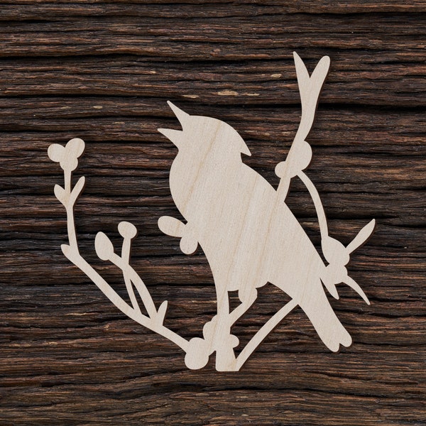 Geai bleu en bois Cyanocitta Cristata pour l’artisanat et les décorations - Ébauches en bois - Ébauches d’artisanat - Art mural d’oiseaux - Oiseaux de bois - Amoureux des animaux