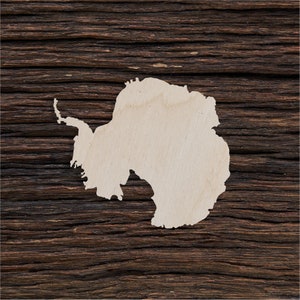 Forma de madeira do continente da Antártica para artesanato e decoração - Corte a laser - Mapa da Antártica - Ártico - Mapa da Antártica - Arte da Antártida
