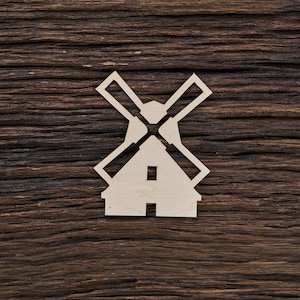 Wooden Windmill Shape For Crafts And Decoration - Laser Cut - Windmills - Windmill Charms - Dutch Windmill - Windmill Pendants