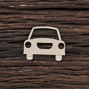 Coche sonriente de madera para manualidades - Corte láser - Forma del coche - Coche de madera - Coches