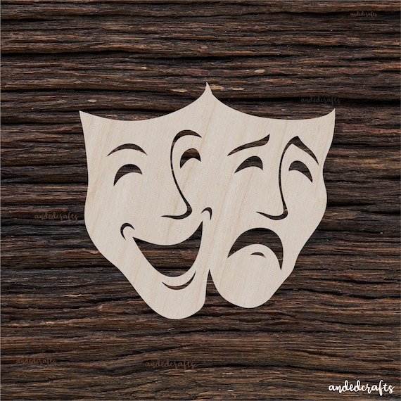 Wooden Drama Masks Shape For Crafts And Decoration - Laser Cut - Theater  Masks - Tragedy And Comedy - House Decor Mask - Drama Mask