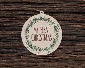 Mi Primera Navidad de Madera para Manualidades y Decoración - Colgantes de NAVIDAD - Regalo Personalizado - Mi Primera Navidad