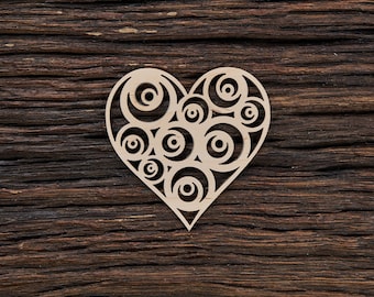 Wooden Heart Decorated for Valentine Day 00020 for Decoration - Laser Cut