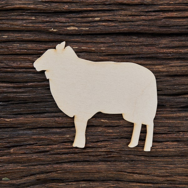 Forme de mouton en bois pour l’artisanat et la décoration - Découpe au laser - Animaux en bois - Décor de mouton - Cadeaux en bois - Bouton en bois