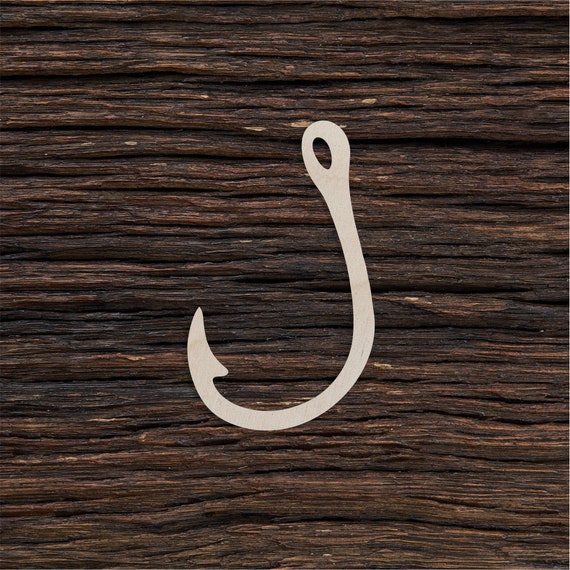 Wooden Fishing Hook Shape for Crafts and Decoration Laser Cut Fish