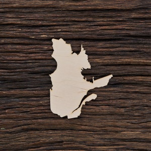 Forma in legno Quebec per artigianato e decorazione - Taglio laser - Quebec City - Mappa Quebec - Quebec Canada - Montreal Quebec
