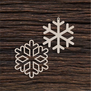 Wooden Christmas Snowflake shape Set of 2 Pieces for Decoration - Laser Cut - snowflake ornament - wood snowflake - snowflake decor
