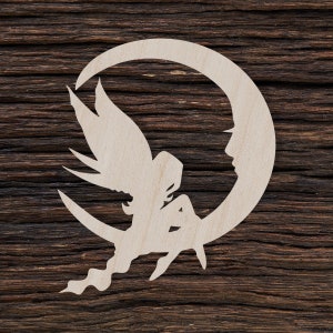 Wooden Fairy Moon for Crafts and Decorations - Fairy Moon Shape - Fairy Moon Earrings - Fairy Moon Cut Out