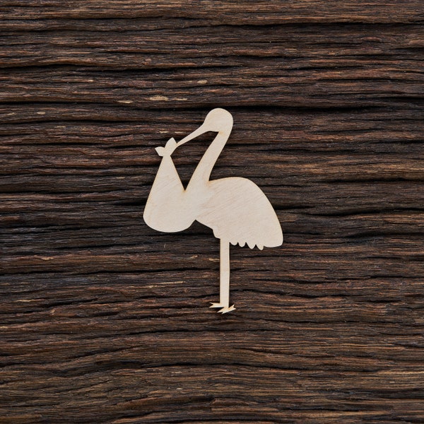 Holz Storch Form zum Basteln und Dekorieren - Laser cut - Storch Baby Shower - Baby Storch - Storch - Storch - Storch Charm