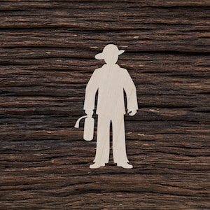 Wooden Fireman for Crafts and Decorations - Fireman Magnet - Fireman Cut Out - Fireman Shape