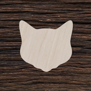 Cabeça de gato de madeira para artesanato e decorações - Pingente de cabeça de gato - Brincos de cabeça de gato - Colar de cabeça de gato