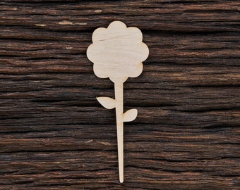 Pflanzenmarker aus Holz Blumenform für Kunsthandwerk und Dekoration - Laser geschnitten - Pflanzenmarker - Gartenmarker - Kräutermarker - Gemüsemarker