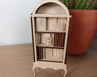 Wooden DYI Miniature Bookshelf For Nook For Crafts And Decorations - 1:12 scale - Wooden Blanks - Mini Bookshelf - Miniature Book