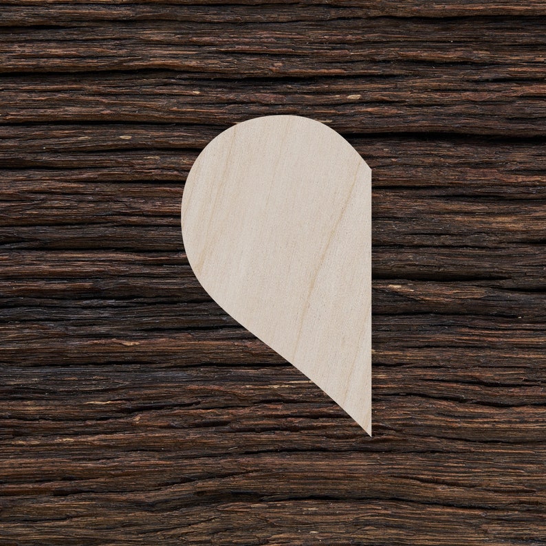 Half Heart Shape Wooden Half Heart for Crafts and Decorations Half Heart Earrings Half Heart Necklace