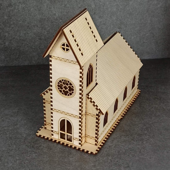 Iglesia en miniatura de madera para decoración Corte láser - Etsy España Iglesia en miniatura de madera para decoración Corte láser - Etsy España