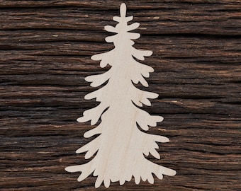 Wooden Spruce Tree for Crafts and Decorations - Spruce Tree Shape - Spruce Tree Earrings - Spruce Tree Necklace