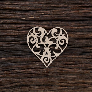 Wooden Heart Decorated for Valentine Day 00018 for Decoration - Laser Cut - Wedding Hearts - Love Heart - Rustic Wooden Hearts