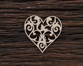 Wooden Heart Decorated for Valentine Day 00018 for Decoration - Laser Cut - Wedding Hearts - Love Heart - Rustic Wooden Hearts