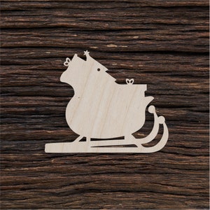 Wooden Santa Sleigh Shape For Crafts And Decoration - Laser Cut - Santa - Santas Sleigh - Sleigh - Santa Claus