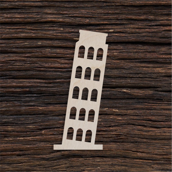 Forme de tour de Pise en bois pour l'artisanat et la décoration - Découpe au laser - Tour penchée - Tour penchée Pise - Tour - Pise Italie