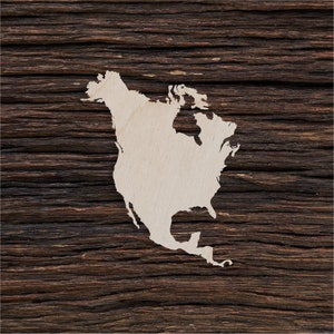 Forma de madeira da América do Norte para artesanato e decoração - Corte a laser - Continente da América do Norte - Mapa da América do Norte - América