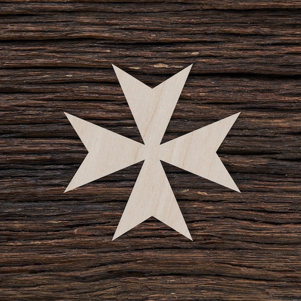 Wooden Maltese Cross for Crafts and Decorations - Maltese Cross Decor - Maltese Cross Charm - Maltese Cross Blank
