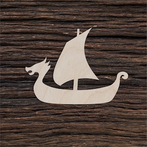 Forma di nave vichinga in legno per artigianato e decorazione - Taglio laser - Collana di nave vichinga - Ornamento di nave vichinga - Nave vichinga Knarr