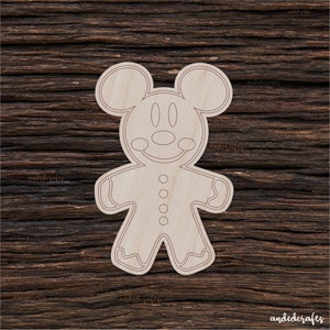 Wooden Gingerbread Mouse Shape For Crafts And Decoration - Laser Cut - Mouse Contour - Mouse Shape - Paint By Line - Unfinished Cutout