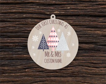 Nuestra Primera Navidad de Madera para Manualidades y Decoración - Grabado con Tu Nombre - Colgantes Personalizados de NAVIDAD - Regalo Personalizado