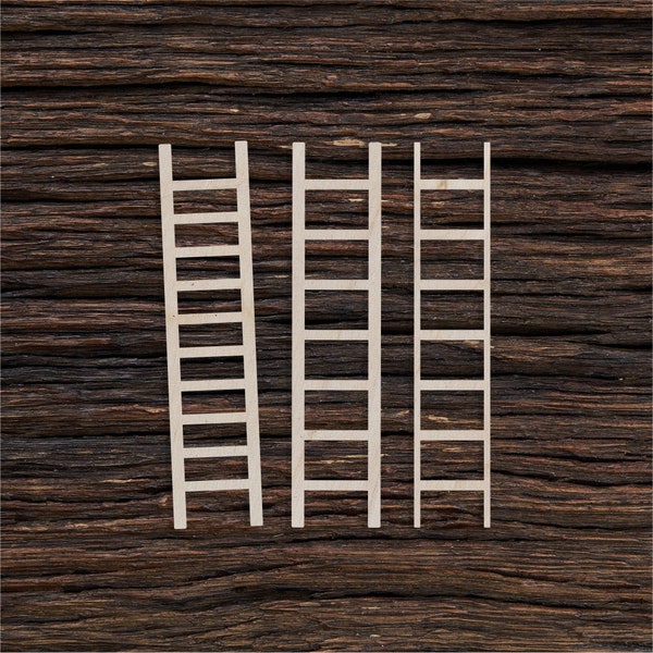 Échelle miniatiure en bois pour l’artisanat et la décoration - Coupe laser - Échelle miniature - Mini Ladder - Ladder Decoration - Échelle féerique