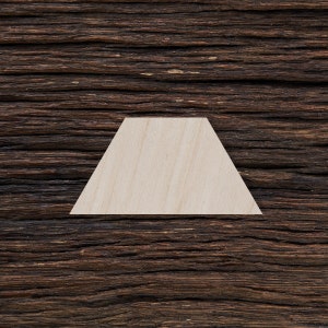 Peut inclure: Une forme trapézoïdale en bois brun clair sur un fond en bois brun foncé.