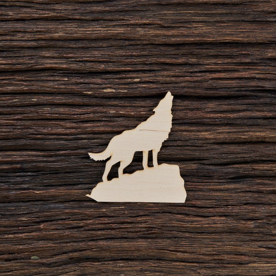 Wooden Howling Wolf Shape For Crafts And Decoration - Laser Cut - Wolf - Wolf Necklace - Wolf Pendant - Wolf Silhouette