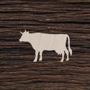 Mucca in Legno per Artigianato e Decorazioni - Orecchini Mucca - Mucca Ritagliata - Ciondolo Mucca